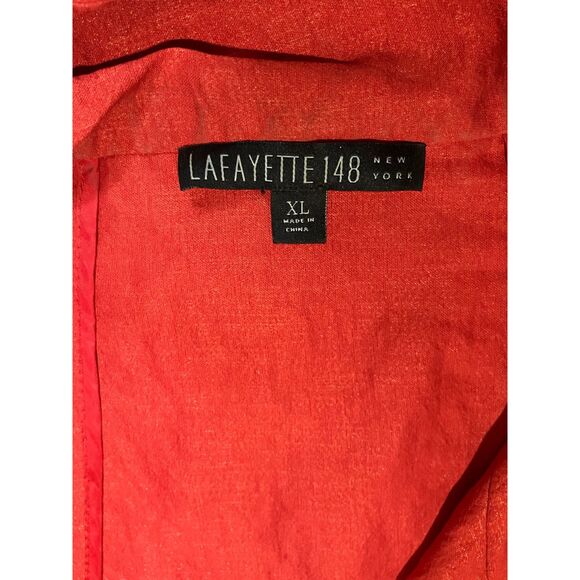 Lafayette 148 New York Red Anorak Jacket XL – Silk Blend Drawstring Coat - Picture 6 of 9